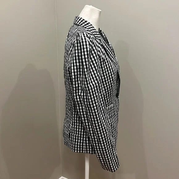 Who What Wear Gingham Blazer Black and White - Picture 4 of 7
